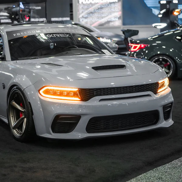 AlphaRex 15-23 Dodge Charger NOVA LED Proj Headlights Alpha-Blk w/Actv Light &amp; Seq.Sig / SB DRL - 880500
