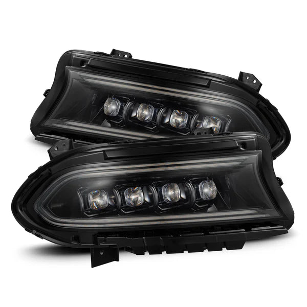 AlphaRex 15-23 Dodge Charger NOVA LED Proj Headlights Alpha-Blk w/Actv Light &amp; Seq.Sig / SB DRL - 880500