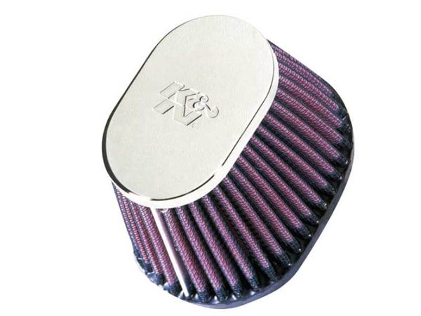 K&N Uni Chrome Oval Tapered Filter 2.125in FlgID x 4inB OL x 3inB OW x 3inT OL x 2inT OW x 2.75in H - RC-0981 by K&N Engineer