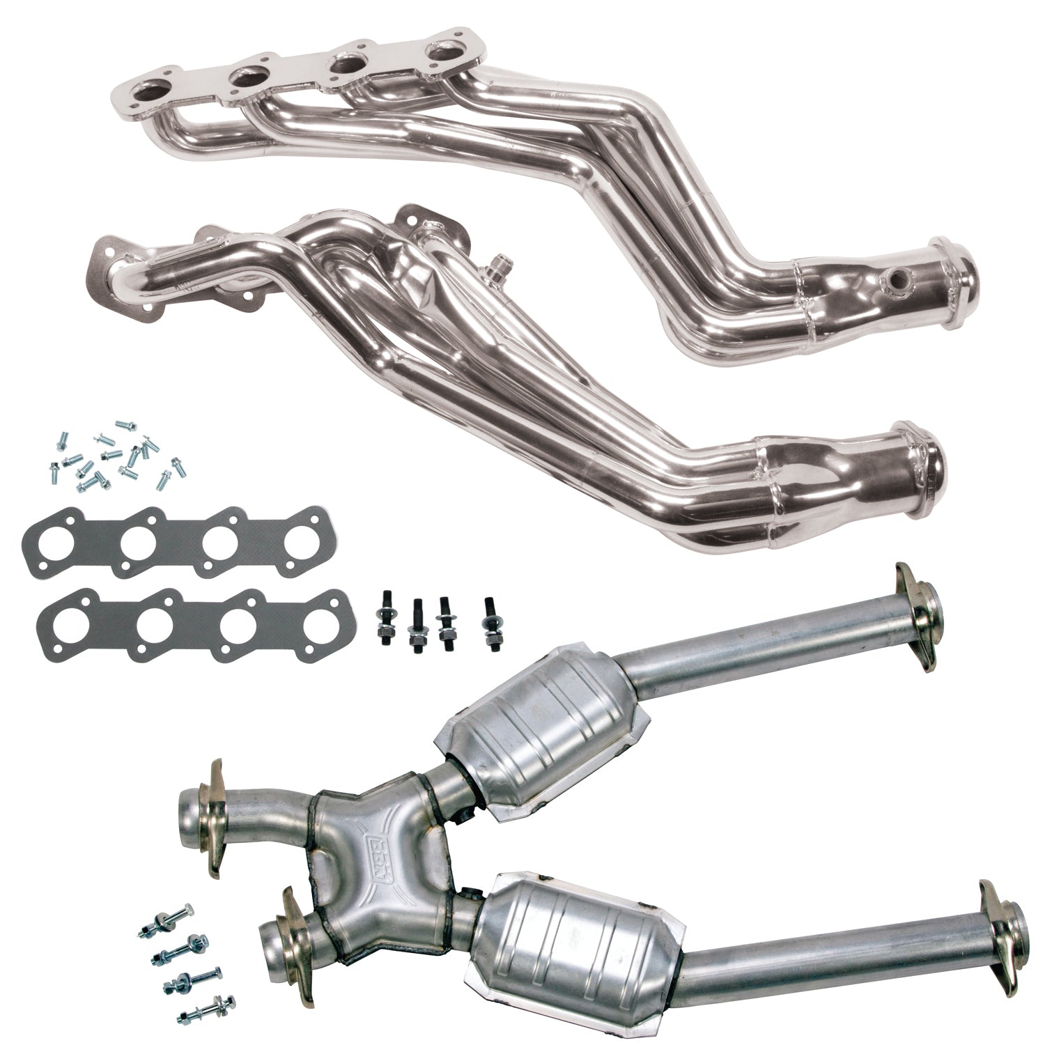 BBK 96-04 Ford Mustang 4.6L 2V (M/T Only) 1-5/8 Headers w/High Flow Catted X-Pipe (Silver Ceramic) - 15413