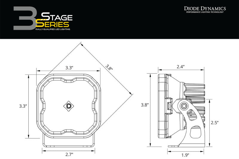 Diode Dynamics SS3 LED Bumper 1 1/4 In Roll Bar Kit Pro - Yellow Combo (Pair) - DD7690