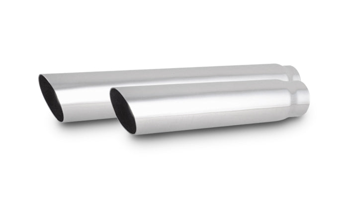 Vibrant 4in Round SS Truck/SUV Exhaust Tip (Single Wall Angle Cut) - 2.5in inlet 20in long - 1555