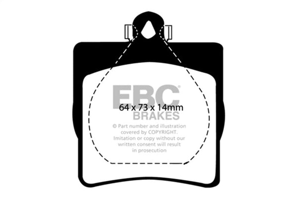 EBC 03-08 Chrysler Crossfire 3.2 Ultimax2 Rear Brake Pads - UD779 for 1998-2011 Mercedes Benz SLK - front view
