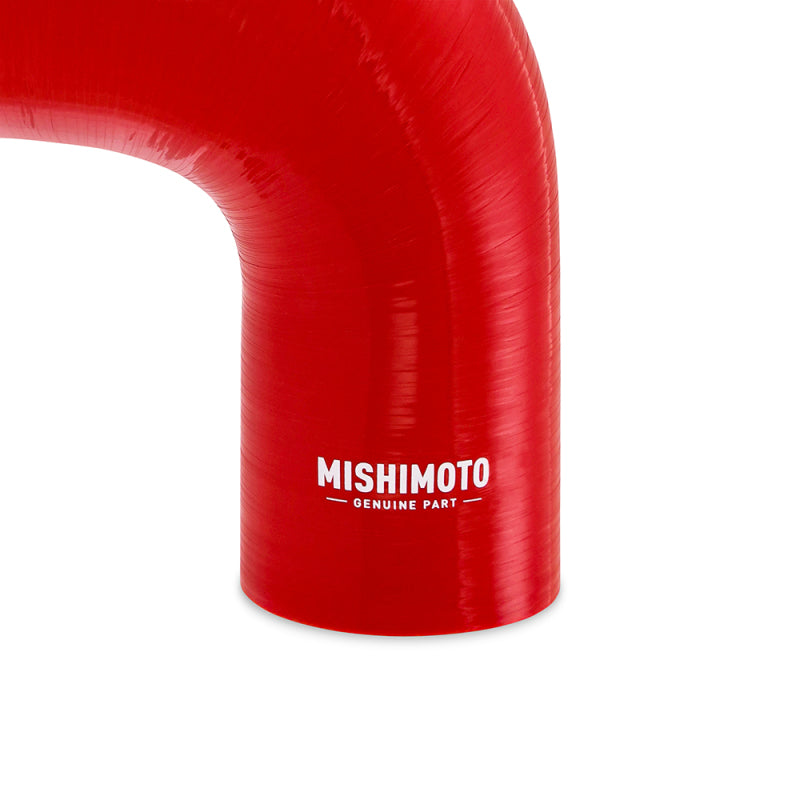 Mishimoto Silicone Reducer Coupler 90 Degree 2in to 2.25in - Red - MMCP-R90-20225RD by Mishimoto - angle view