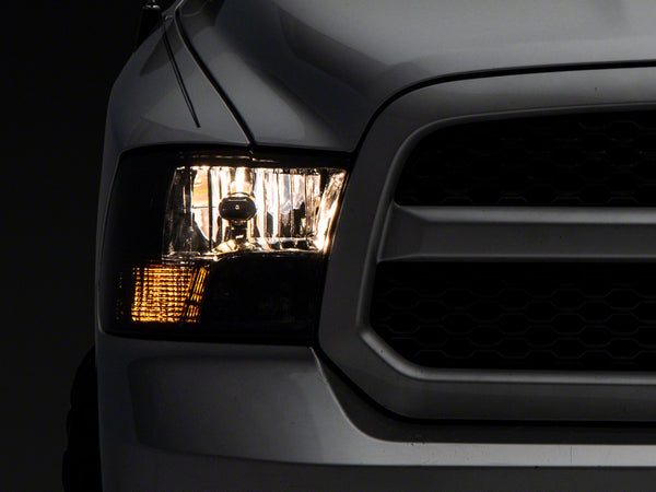 Raxiom 09-18 Dodge RAM 1500 Axial OEM Rep Headlights w/ Dual Bulb- Chrome Housing (Smoked Lens ) - R118021 for 2009-2010 Dodg