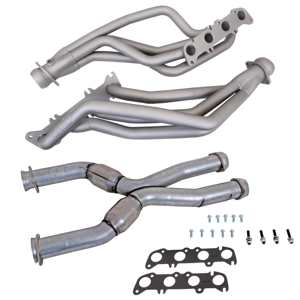 BBK 86-04 Ford Mustang Coyote Swap 1-3/4in Long Tube Headers w/High Flow Catted X-Pipe (Ti Ceramic) - 16342
