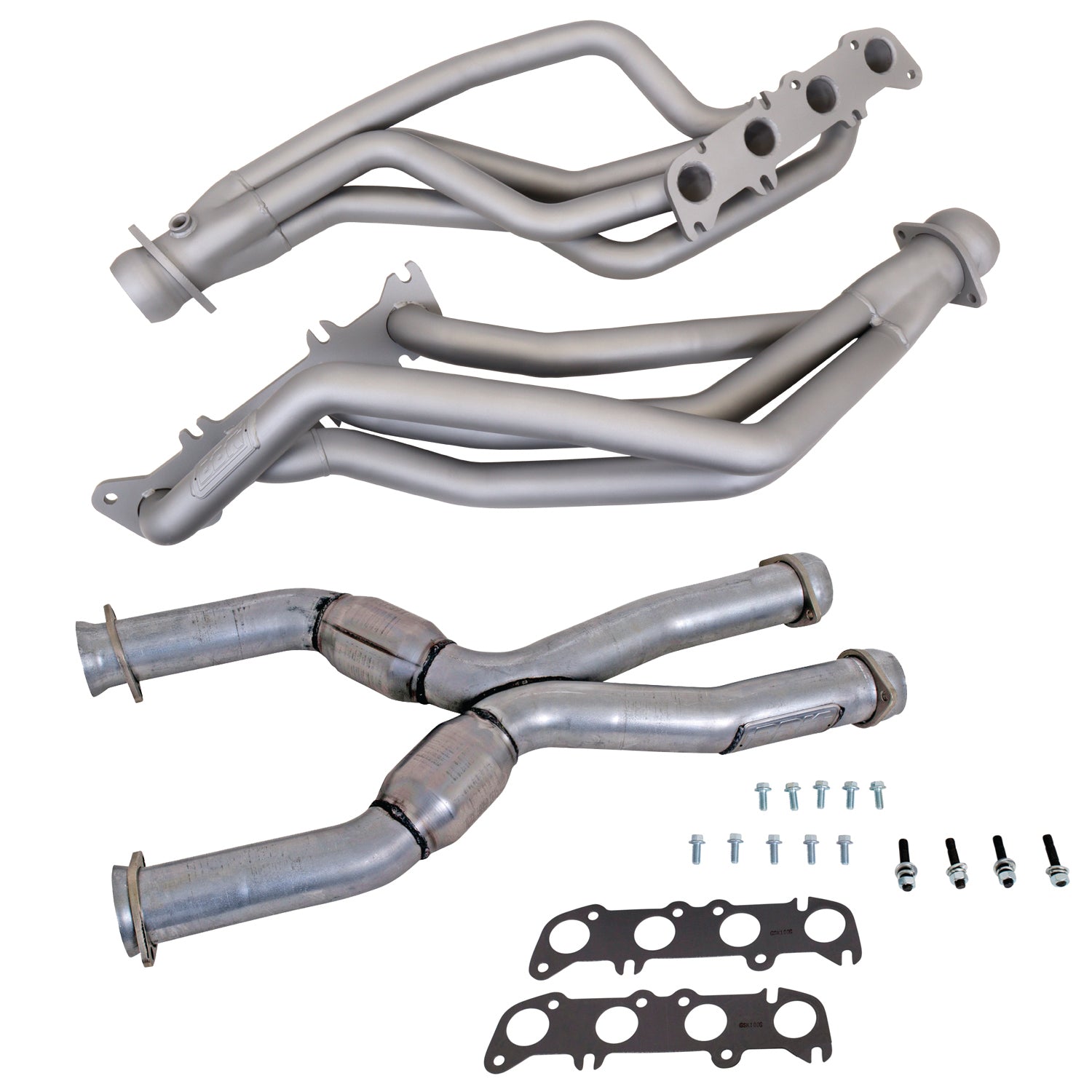 BBK 86-04 Ford Mustang Coyote Swap 1-3/4in Long Tube Headers w/High Flow Catted X-Pipe (Ti Ceramic) - 16342