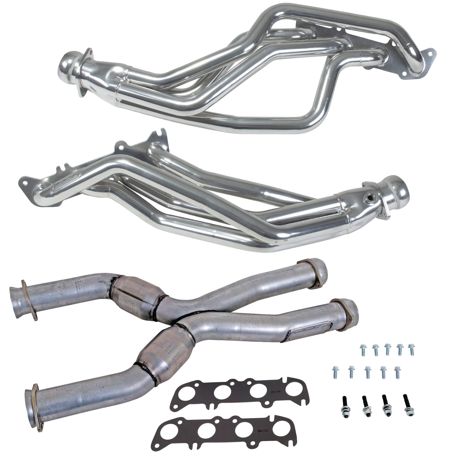 BBK 86-04 Ford Mustang Coyote Swap 1-3/4in Headers w/High Flow Catted X-Pipe (Silver Ceramic) - 16343