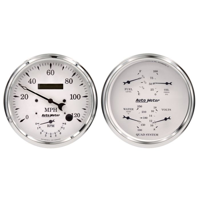 Auto Meter Old Tyme White Quad & Tach/Speedo 5in. - 2 Pc. - 1652