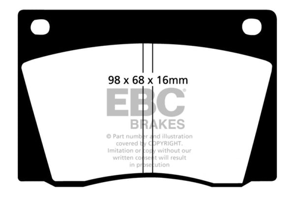 EBC 67-74 Ac 428 7.0 Greenstuff Front Brake Pads - DP2108 for 1963-1973 AC Shelby Cobra - front view
