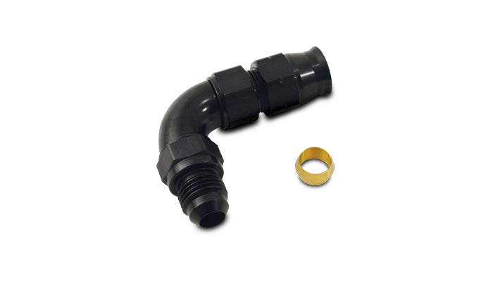 Vibrant 90 Degree 3/8in Tube to Male -6AN Flare Adapter w/ Olive Inserts - 16586