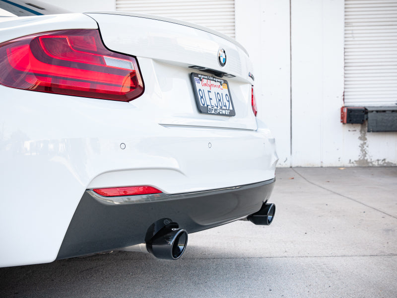aFe MACH ForceXP 3IN to 2.5IN 304SS Cat-Back Exhaust System w/ Black Tips 14-16 BMW M235i (F22/23) - 49-36347-B