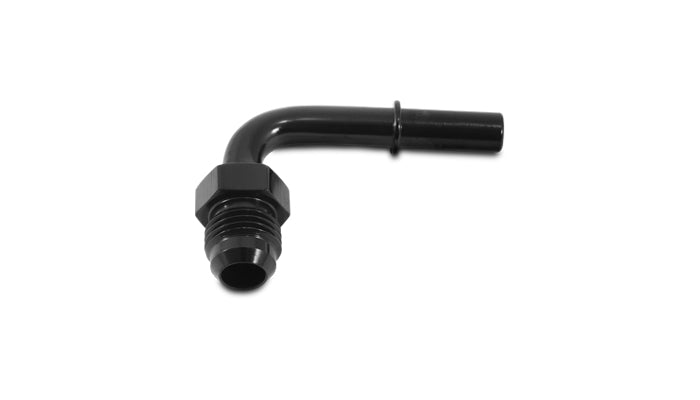 Vibrant 90 Degree Aluminum AN to Male Quick Connect Fitting -8AN - 0.375in Barb Size - 16877