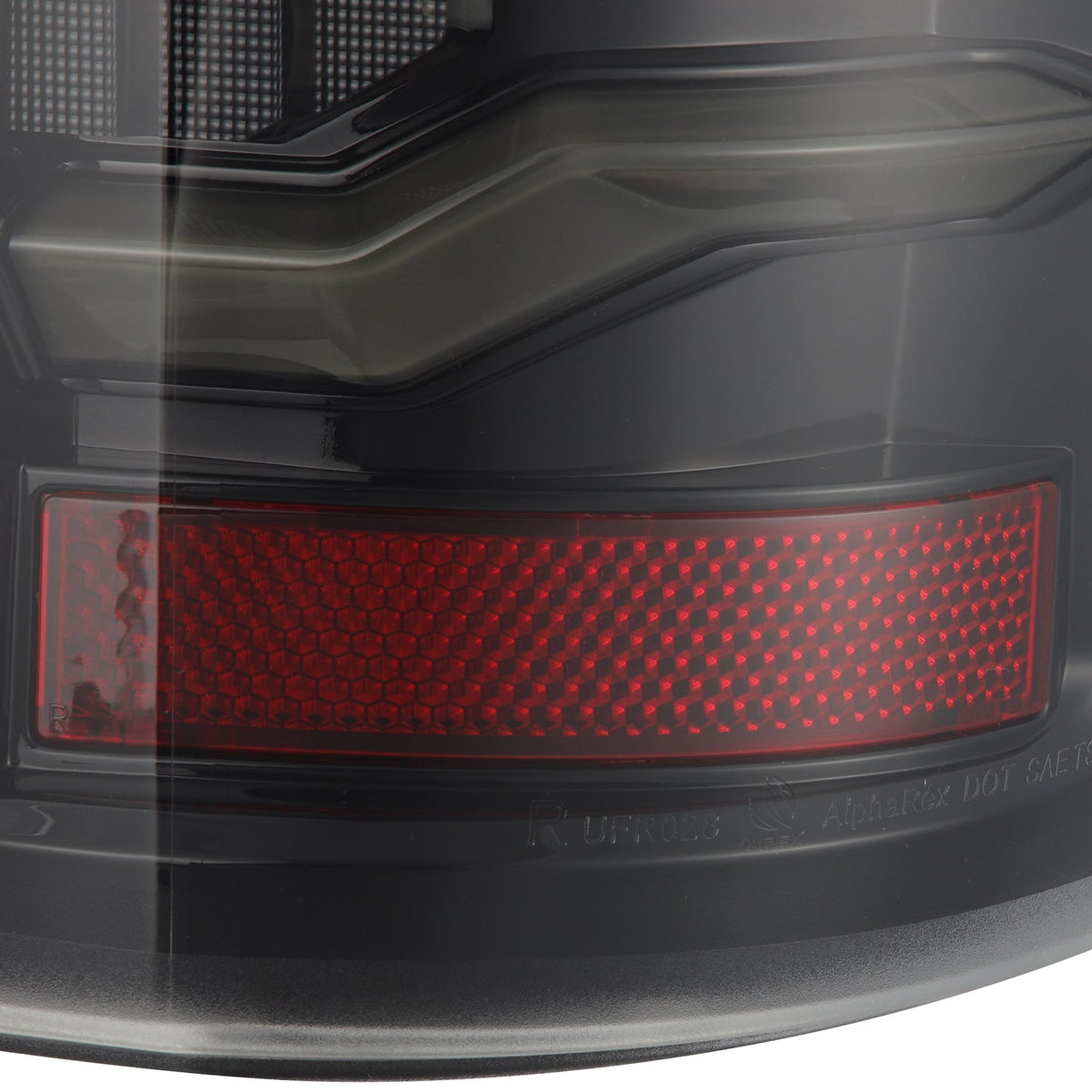 AlphaRex 17-19 Ford F150/F250/F350 LUXX LED Taillights - Alpha Black - 659090 for 2017-2019 Ford F 150 - front view