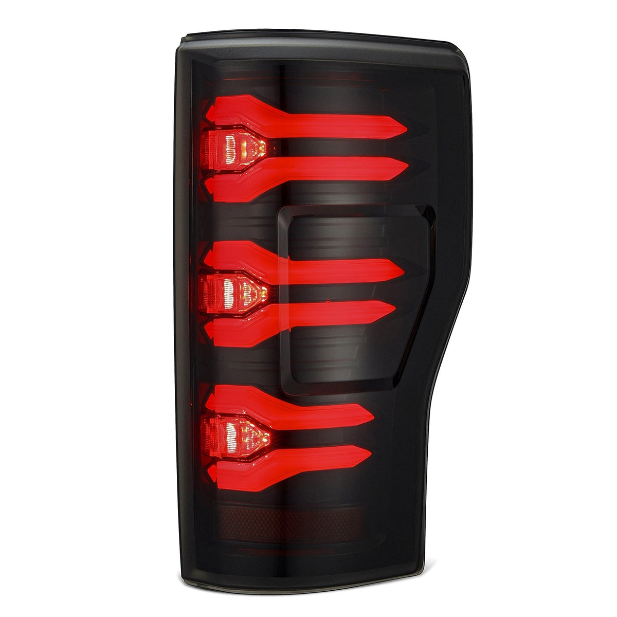 AlphaRex 17-19 Ford F150/F250/F350 LUXX LED Taillights - Black-Red - 659092 for 2017-2019 Ford F 150 - installed view