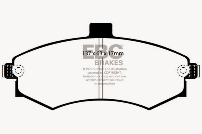 EBC 02-06 Hyundai Elantra 2.0 Ultimax2 Front Brake Pads - UD941 for 2002-2006 Hyundai Elantra - front view