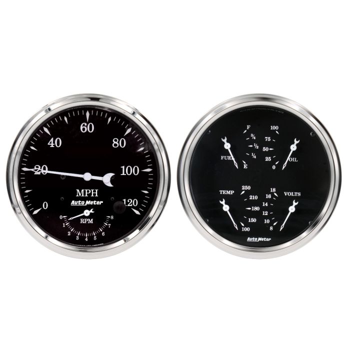 Auto Meter Old Tyme Black Quad & Tach/Speedo 5in. - 2 Pc. - 1752