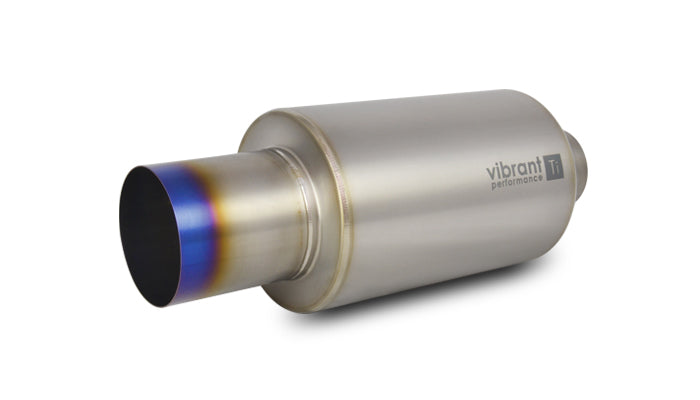 Vibrant Titanium Muffler w/Straight Cut Burnt Tip 2.5in. Inlet / 2.5in. Outlet - 17560