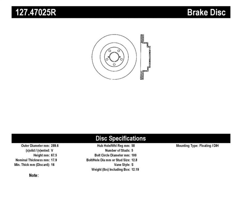 StopTech 06-07 Subaru Impreza WRX (Exc STi) Slotted &amp; Drilled Right Rear Rotor - 127.47025R
