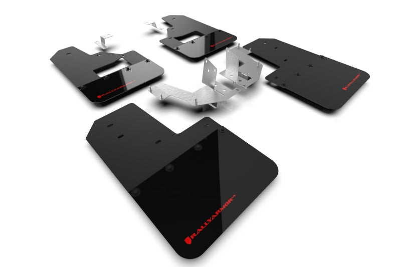 Rally Armor 21-24 Ford Bronco (Plstc Bmpr + RB - NO Rptr/Sprt) Blk Mud Flap w/Red Logo - MF85-RB-PL-RD