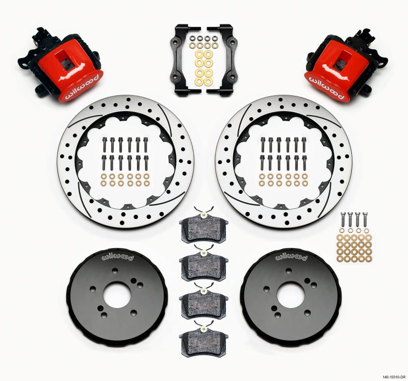 Wilwood Combination Parking Brake Rear Kit 12.88in Drilled Red Honda S2000 - 140-10310-DR