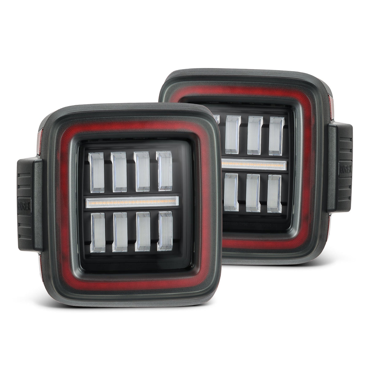 AlphaRex 2018+ Jeep Wrangler JL NOVA-Series Prismatic LED Tail Lights - Black/Red - 602040