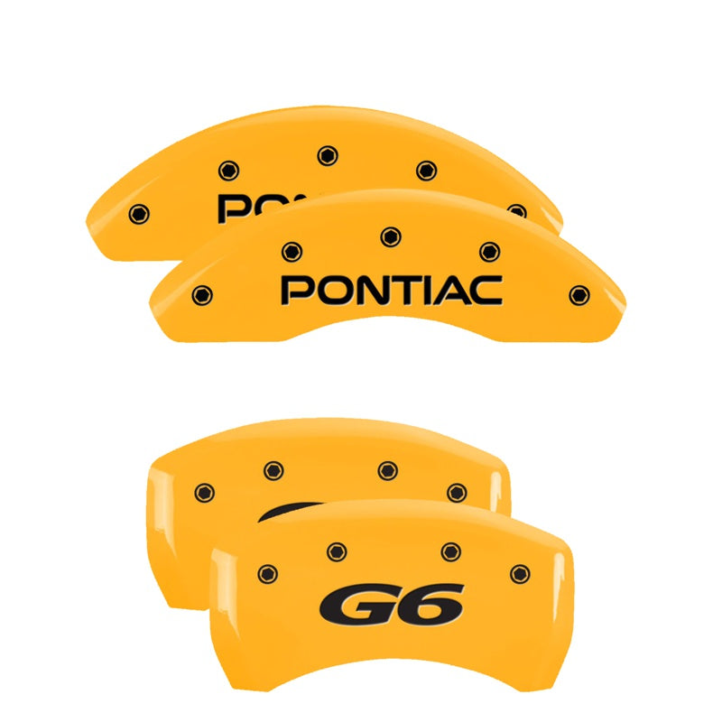 MGP 4 Caliper Covers Engraved Front Pontiac Rear G6 Yellow Finish Black Char 2007 Pontiac G5 - 18025SPG6YL