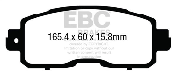 EBC 13+ Nissan Altima 2.5 (L33) Sedan Greenstuff Front Brake Pads - DP23011 for 2013-2023 Nissan Altima - front view