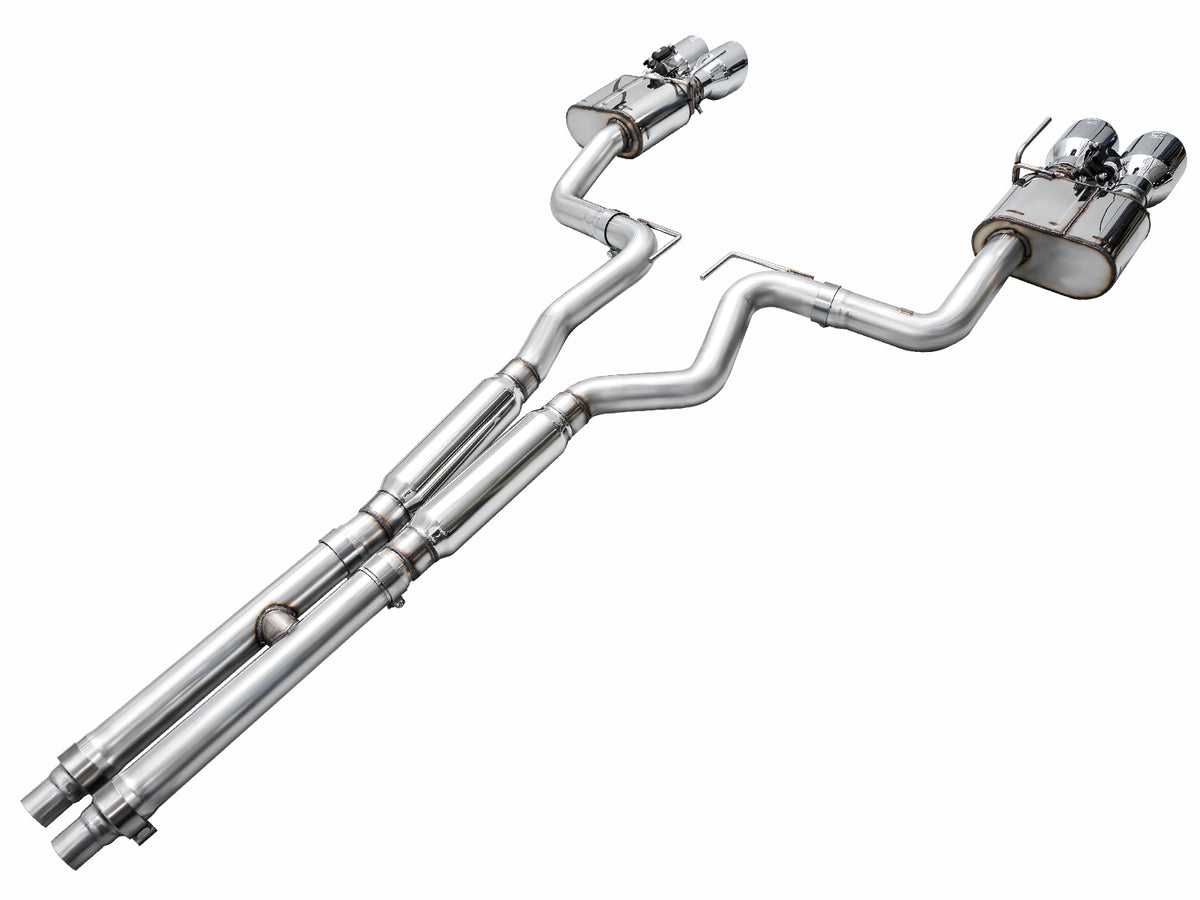 AWE 2024 Ford Mustang Dark Horse S650 RWD SwitchPath Catback Exhaust w/ Quad Chrome Silver Tips - 3025-42375