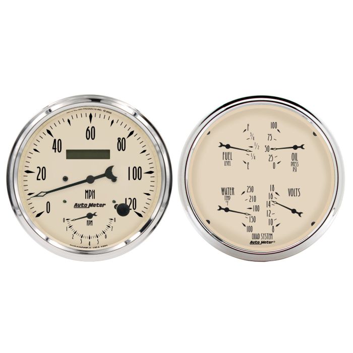 Autometer Antique Beige Quad & Tach/Speedo 5in. - 2 Pc. - 1852