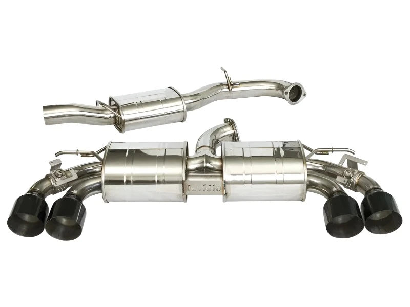 Invidia 2022+ Volkswagen Golf R MK8 76mm R400 Valved Cat Back Exhaust Straight Cut Black Tips - HS22GFR8GV4SB