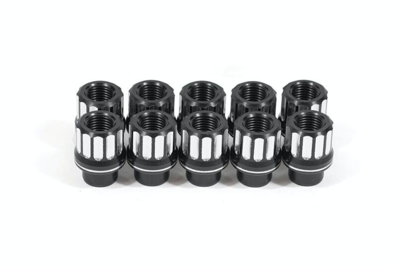 BMR Lug Nut Kit 14mm x 1.50 RH Conical 12-pt Aluminum (Set of 10) - Black Anodized - LNK025 by BMR Suspension