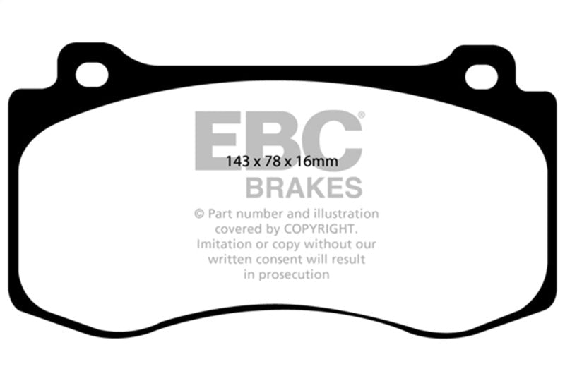 EBC 05-10 Chrysler 300C 6.1 SRT8 Ultimax2 Front Brake Pads - UD1149 for 2006-2022 Dodge Charger - front view