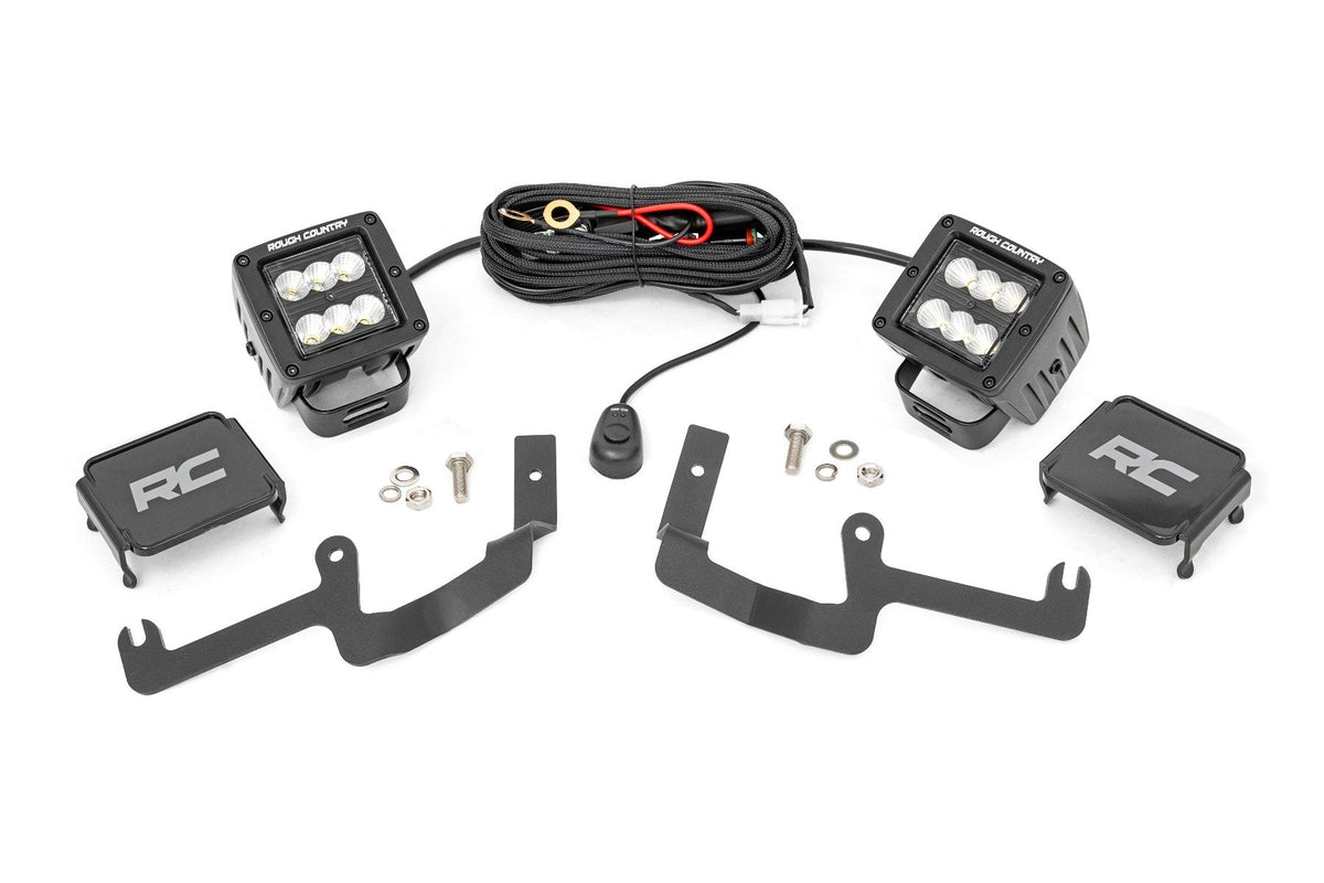 LED Light Kit | Ditch Mount | 2&quot; Black Pair | Flood | Chevy Silverado 1500 (19-24)