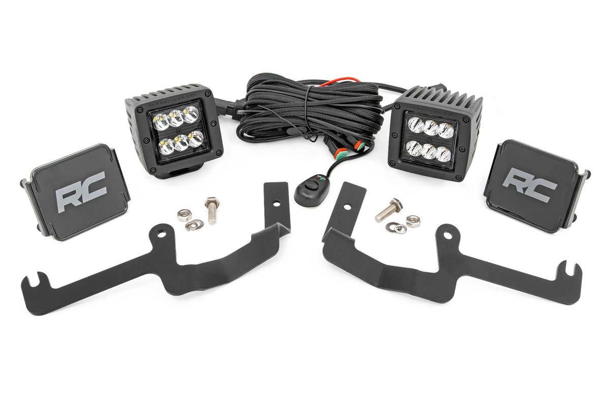 LED Light Kit | Ditch Mount | 2&quot; Black Pair | Spot | Chevy Silverado 1500 (19-24)