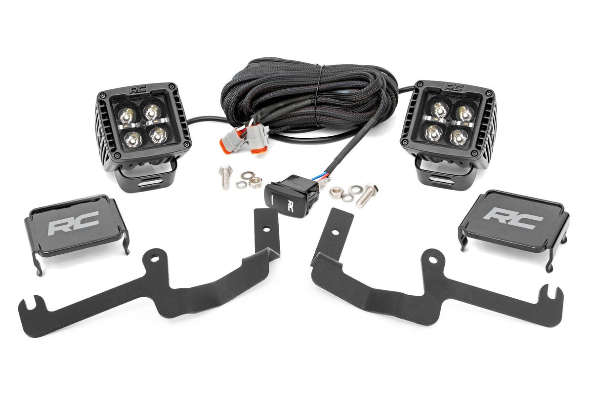 LED Light Kit | Ditch Mount | 2&quot; Black Pair | Amber DRL | Chevy Silverado 1500 (19-24)