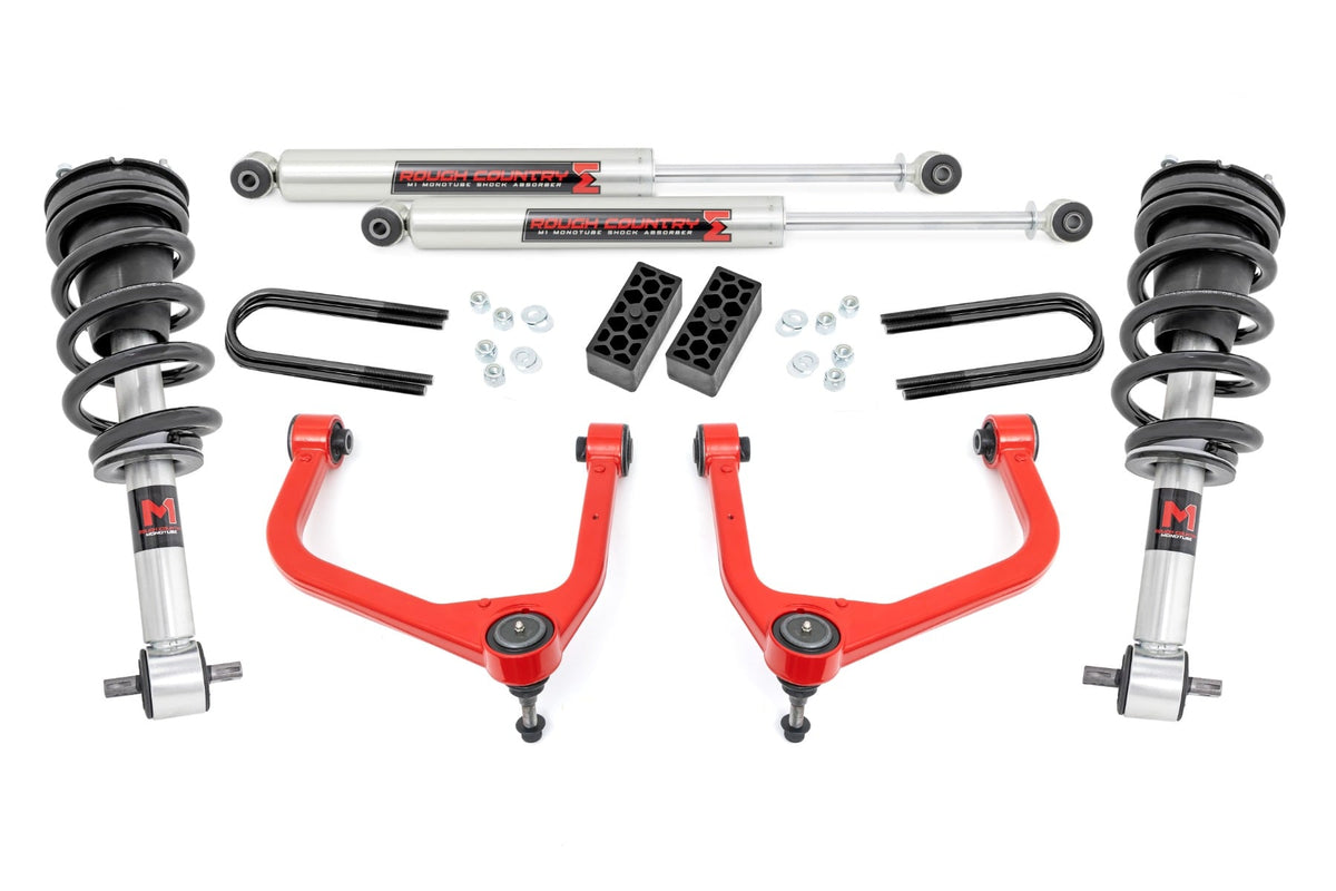 Rough Country - 3.5 Inch Lift Kit - M1 - Rear Mono Leaf - Chevy Silverado 1500 2WD/4WD (25-26) - 28240RED_A