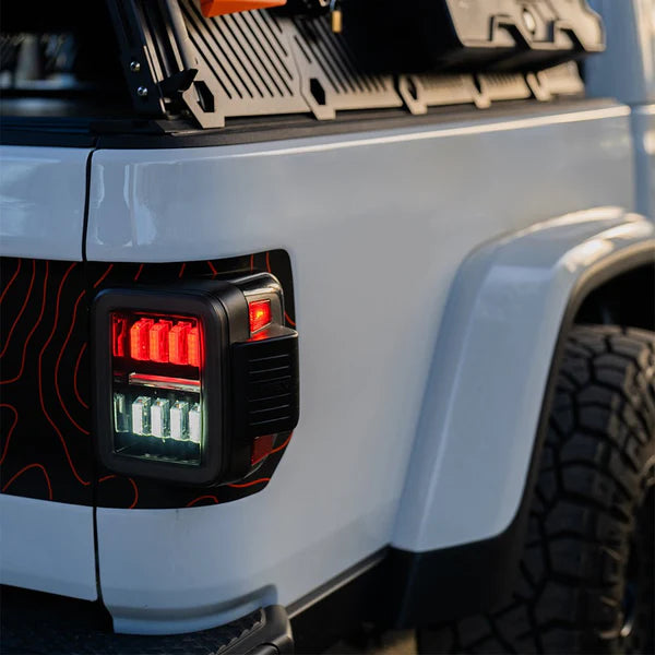 AlphaRex 19-24 Jeep Gladiator JT Nova-Series Prismatic LED Tail Lights - Alpha-Black - 602050