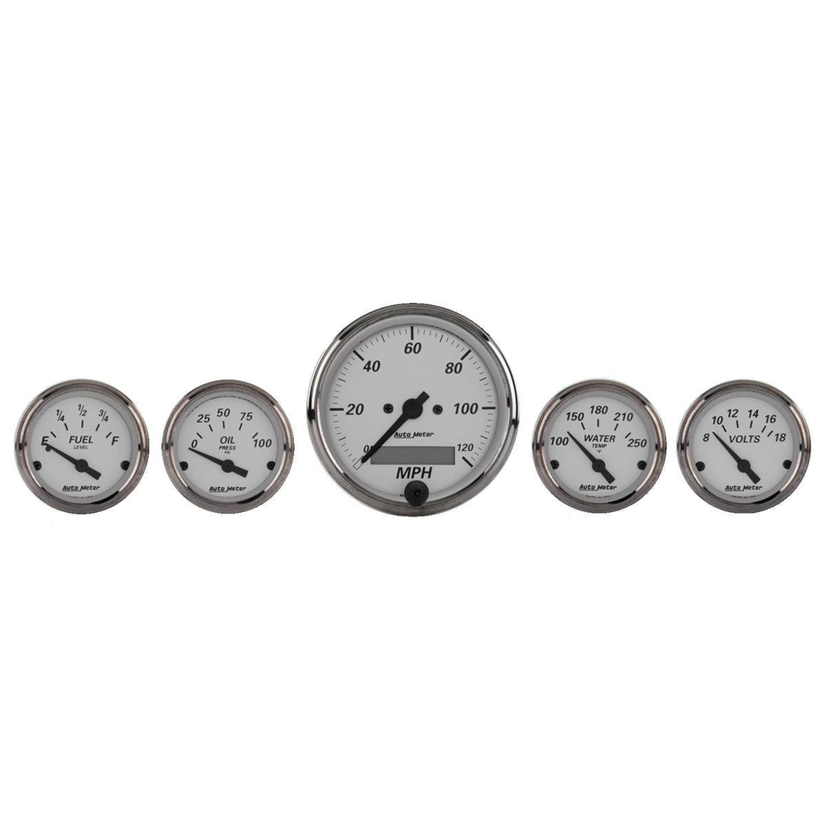 Autometer American Platinum 5 Piece Kit (Elec Speed/Oil Press/Water Temp/Volt/Fuel Level) - 1902