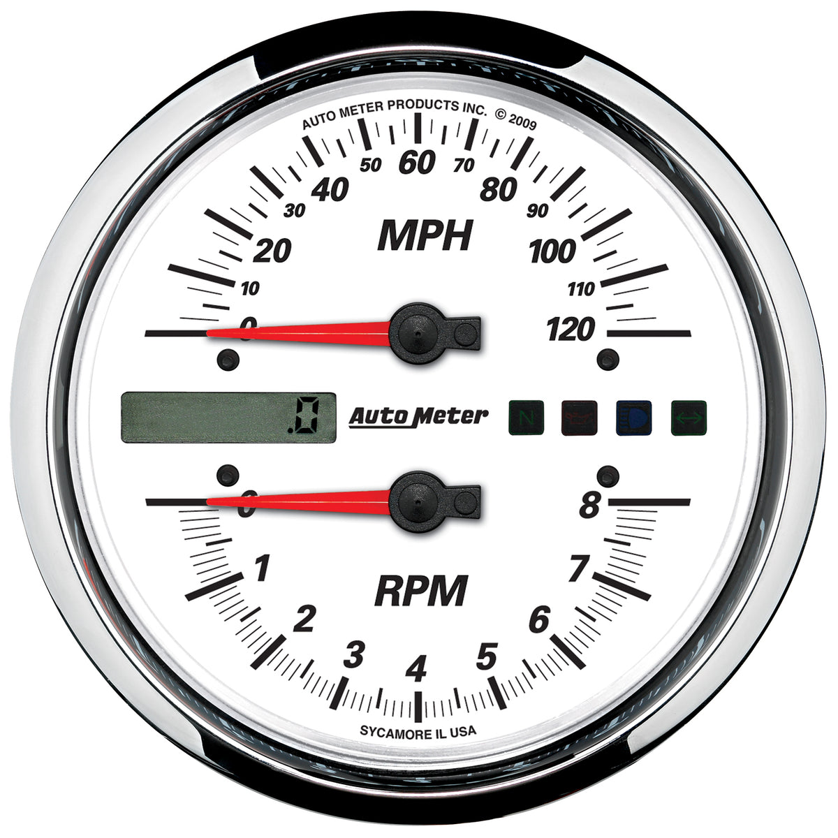 Autometer Pro-Cycle Gauge Tach/Speedo 4 1/2in 8K Rpm/120 Mph White - 19467