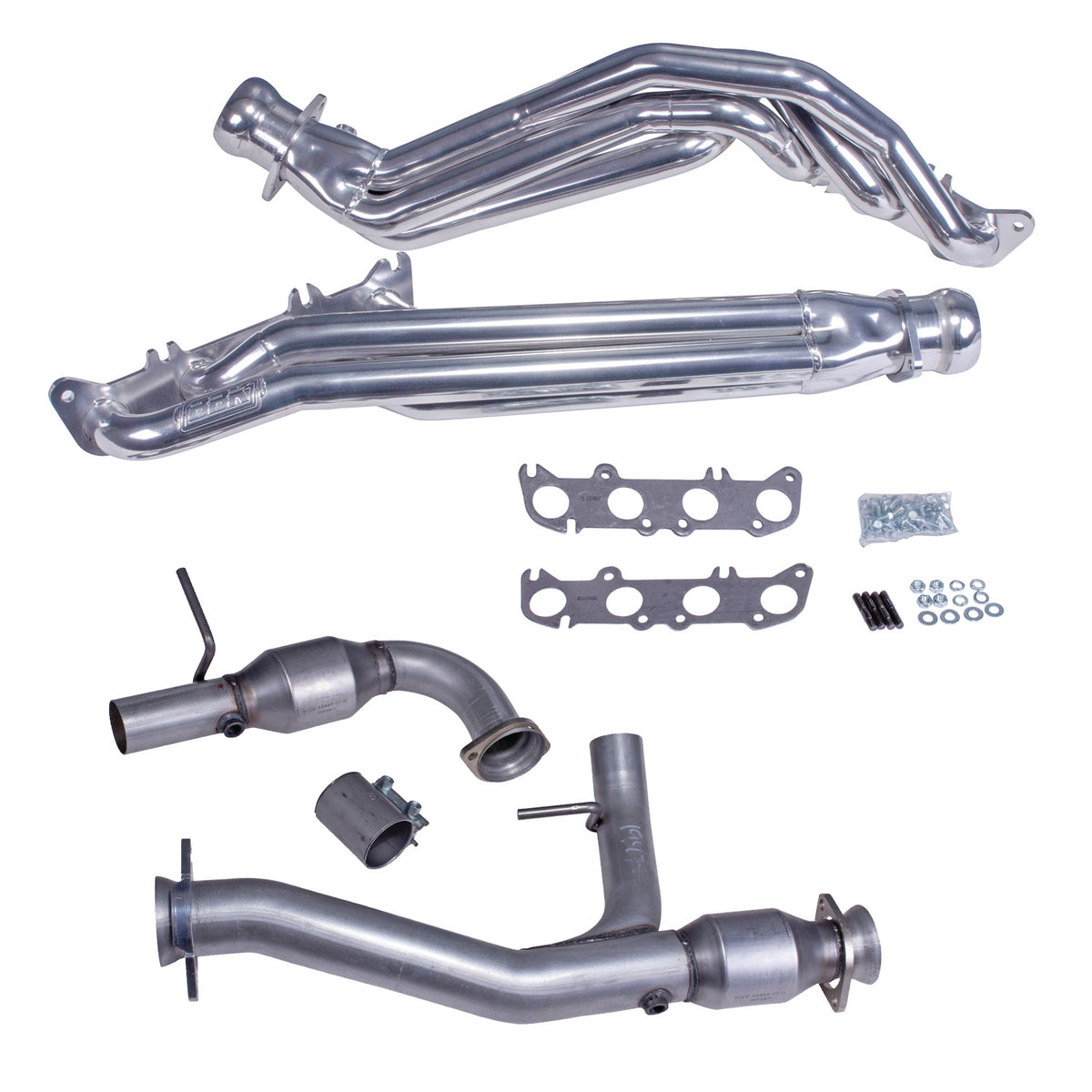 BBK 11-14 Ford F150 Coyote 5.0L 1-3/4in Long Tube Headers w/High Flow Catted Y-Pipe (Silver Ceramic) - 19473