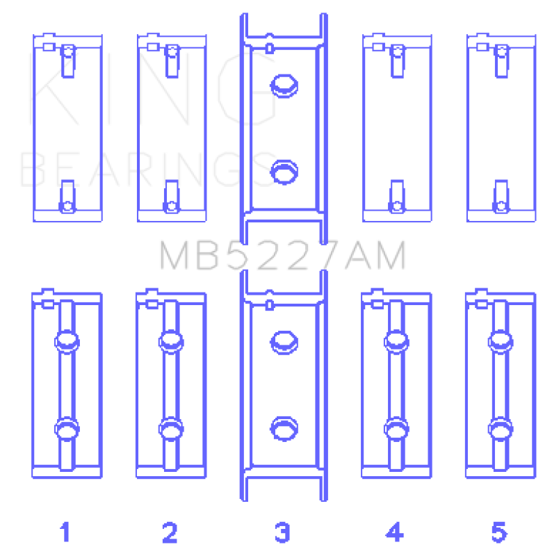 King Engine Bearings Mitsubishi 4G63/4G63T (-&gt;92) (Size +0.25mm) Main Bearing Set - MB5227AM0.25