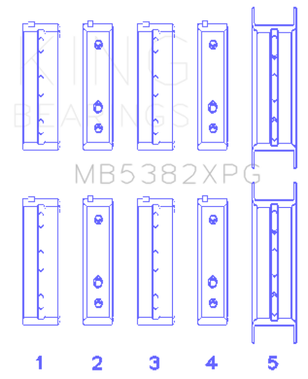 King Subaru EJ20/EJ22/EJ25 (For Thrust in #5 Position) Tri-Metal Perf Main Bearing Set - Size STDX - MB5382XPGSTDX