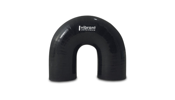Vibrant 4 Ply Reinforced Silicone Elbow Connector - 1.75in ID x 5.50in Leg 180 Deg Elbow (BLACK) - 19660