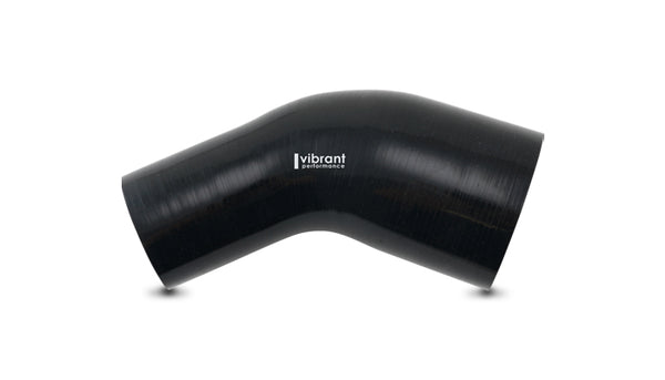 Vibrant 3in ID x 3.50in ID Gloss Black Silicone 45 Degree Transition Elbow - 19769