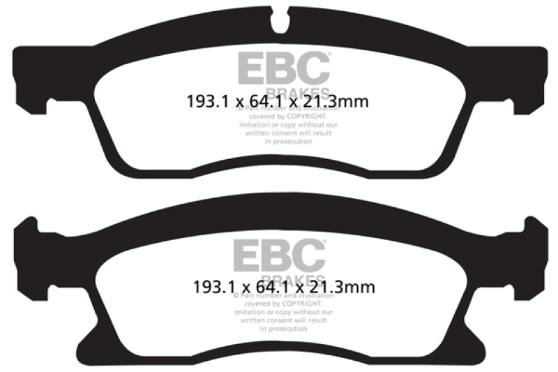 EBC 13+ Dodge Durango 5.7 Yellowstuff Front Brake Pads - DP42136R for 2013-2026 Dodge Durango - front view
