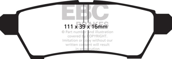 EBC 05+ Nissan Frontier 2.5 2WD Greenstuff Rear Brake Pads - DP61746 for 2005-2026 Nissan Frontier - front view