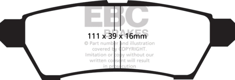 EBC 05+ Nissan Frontier 2.5 2WD Greenstuff Rear Brake Pads - DP61746 for 2005-2026 Nissan Frontier - front view