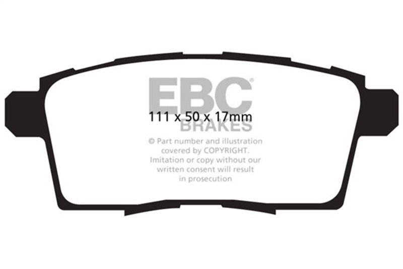 EBC 06-08 Ford Edge 3.5 2WD Ultimax2 Rear Brake Pads - UD1259 for 2007-2016 Mazda CX 9 - front view