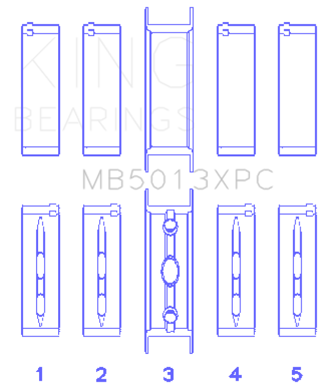 King GM Vortec/LS-Series Gen III/IV Crankshaft Main Bearing Set (Set of 10) - Size +.020mm - MB5013XPC020